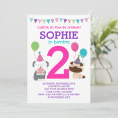 Puppy Birthday Uitnodiging voor meisjes (Staand voorkant)