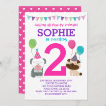 Puppy Birthday Uitnodiging voor meisjes