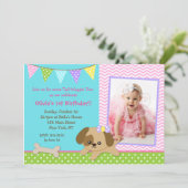 Puppy Birthday-uitnodigingen Kaart (Staand voorkant)