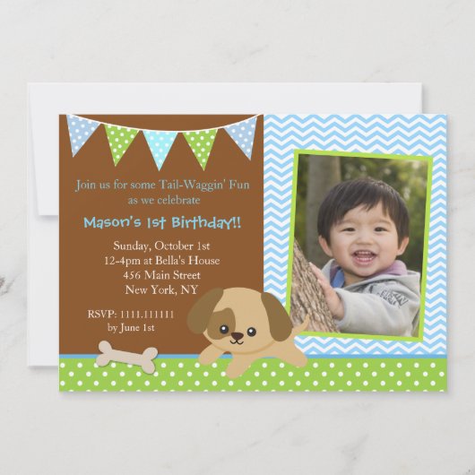 Puppy Birthday-uitnodigingen Kaart (Voorkant)