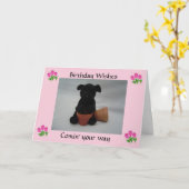 Puppy Birthday Wishes Kaart (Gele Bloem)