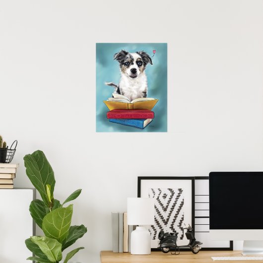 Puppy Book Lover Poster (Thuiskantoor)
