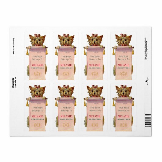  Puppy Bookplate Etiket (Full Sheet)