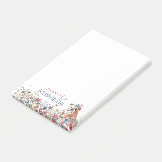 Puppy Bull Dog Floral Personal Post-it Notes (Schuin)