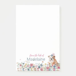 Puppy Bull Dog Floral Personal Post-it Notes