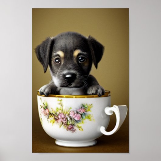 Puppy bull terrier Cute Pit in een Poster Teacup (Voorkant)
