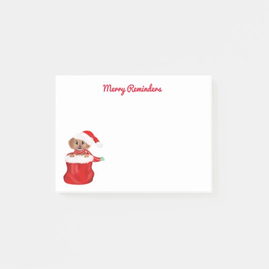 Puppy Bulldog in Santa's Bag Merry Reminders Post-it® Notes (Voorkant)