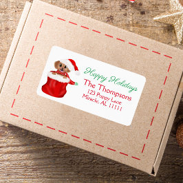 Puppy Bulldog In Sinterklaas' Zak Prettig Kerstfee Etiket