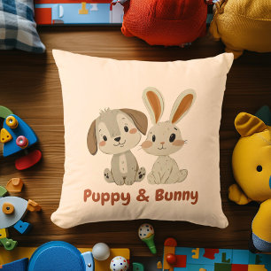Puppy & Bunny Cute Dieren Vrienden Decoratie voo Kussen