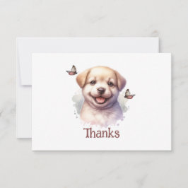 Puppy Butterflies gepersonaliseerde bedankkaart