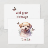 Puppy Butterflies gepersonaliseerde bedankkaart (Voorkant / Achterkant)