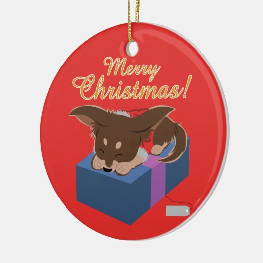 Puppy Cadeau Keramisch Ornament (Links)