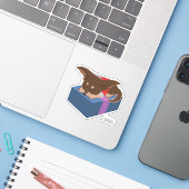 Puppy Cadeau Sticker (Laptop met iPhone)