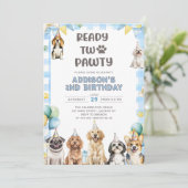 Puppy Calling All Pawty Animals 2nd Birthday Kaart (Staand voorkant)