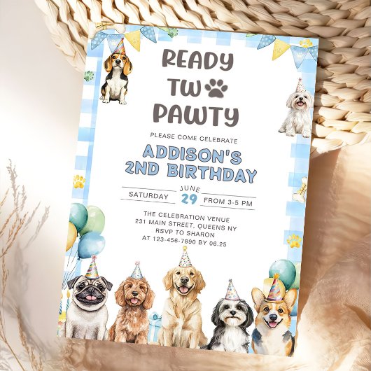 Puppy Calling All Pawty Animals 2nd Birthday Kaart