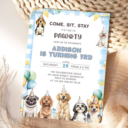 Puppy Calling All Pawty Animals 3rd Birthday Kaart