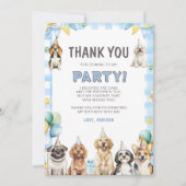 Puppy Calling All Pawty Animals Birthday  Bedankkaart (Voorkant)