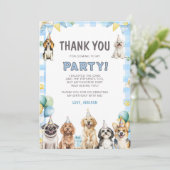 Puppy Calling All Pawty Animals Birthday  Bedankkaart (Staand voorkant)