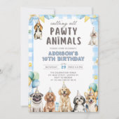 Puppy Calling All Pawty Animals Birthday Kaart (Voorkant)