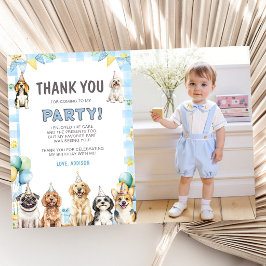 Puppy Calling All Pawty Animals Birthday Photo Bedankkaart