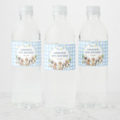 Puppy Calling All Pawty Animals Blue Water Label Waterfles Etiket (Flessen)