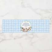 Puppy Calling All Pawty Animals Blue Water Label Waterfles Etiket (Enkel label)