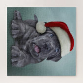 Puppy Cane Corso in het rode pet van de kerstman Legpuzzel (Horizontaal)