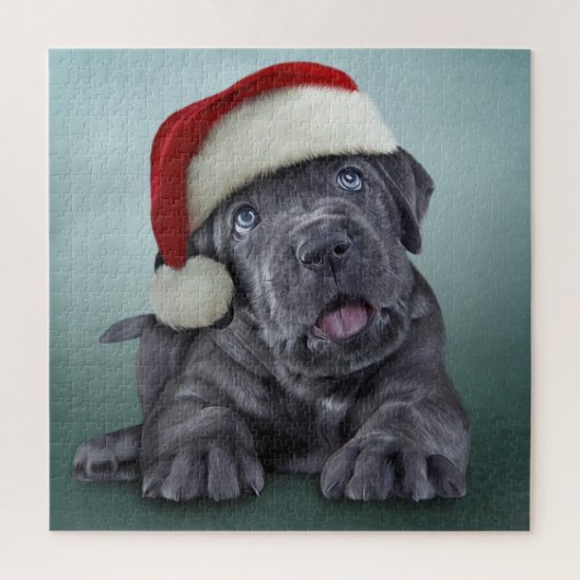 Puppy Cane Corso in het rode pet van de kerstman Legpuzzel (Verticaal)