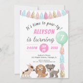 Puppy cartoon kind verjaardagsfeest RSVP Kaart (Voorkant)