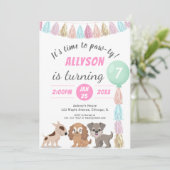 Puppy cartoon kind verjaardagsfeest RSVP Kaart (Staand voorkant)