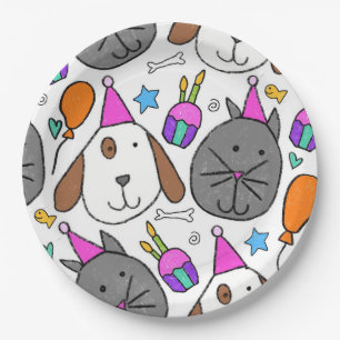 "Puppy Cat Party Borden" Papieren Bordje