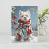 Puppy Cheer: Schattig Maltees Feestdagenkaart (Staand voorkant)