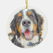 Puppy Christmas Gift  Keramisch Ornament (Voorkant)