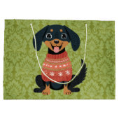 Puppy Christmas Teckel Weiner Santa Dog Groot Cadeauzakje (Achterkant)