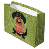 Puppy Christmas Teckel Weiner Santa Dog Groot Cadeauzakje (Achterkant Gekanteld)