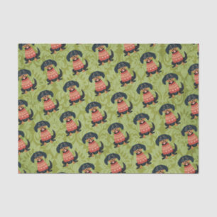 Puppy Christmas Teckel Weiner Santa Dog Tissuepapier