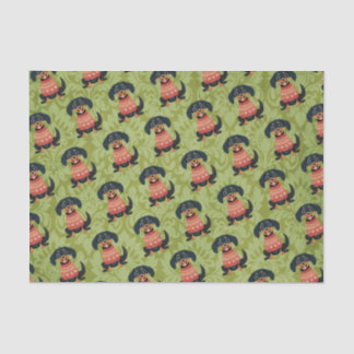 Puppy Christmas Teckel Weiner Santa Dog Tissuepapier