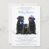Puppy Couples Blue Boy Baby shower Kaart (Voorkant)