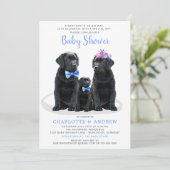 Puppy Couples Blue Boy Baby shower Kaart (Staand voorkant)