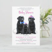 Puppy Couples Pink Girl Baby shower Kaart (Staand voorkant)