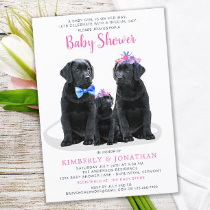 Puppy Couples Pink Girl Baby shower Kaart