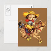 Puppy Cowboy op zijn paard Briefkaart (Voorkant / Achterkant)