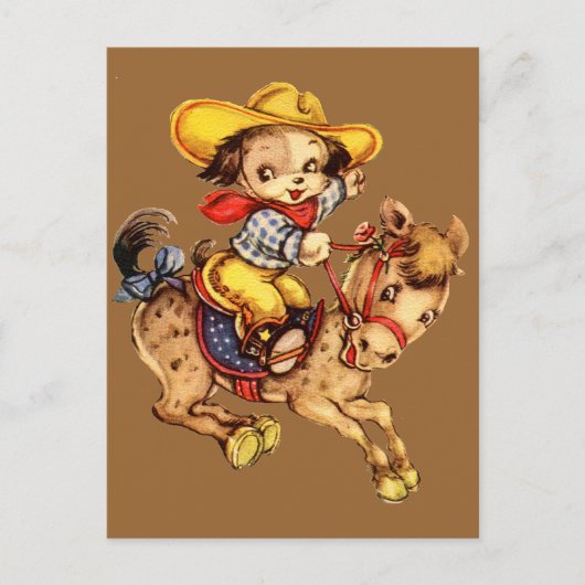 Puppy Cowboy op zijn paard Briefkaart (Voorkant)