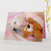 Puppy cuddles 02 kaart (Gele Bloem)