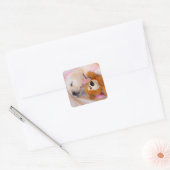 Puppy cuddles 02 vierkante sticker (Envelop)