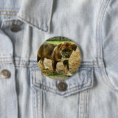 Puppy Curtness T-shirt Button (In situ)