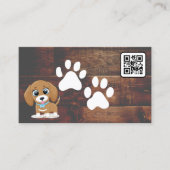 Puppy | Cute Doggie Paws | Hout | QR-code Visitekaartje (Voorkant)