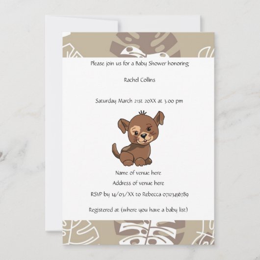 Puppy Design Baby shower Kaart (Voorkant)