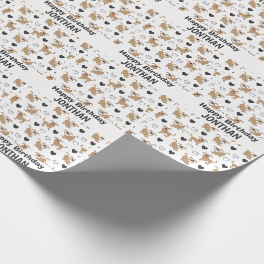 Puppy Design verjaardag kleurrijk schattig Cadeaupapier (Hoek)