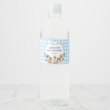 Puppy die alle feestdieren met blauwe waterlabel o